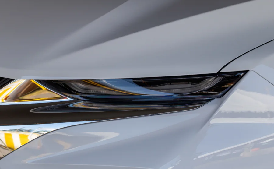 Close-up of a clean, glossy white car body
